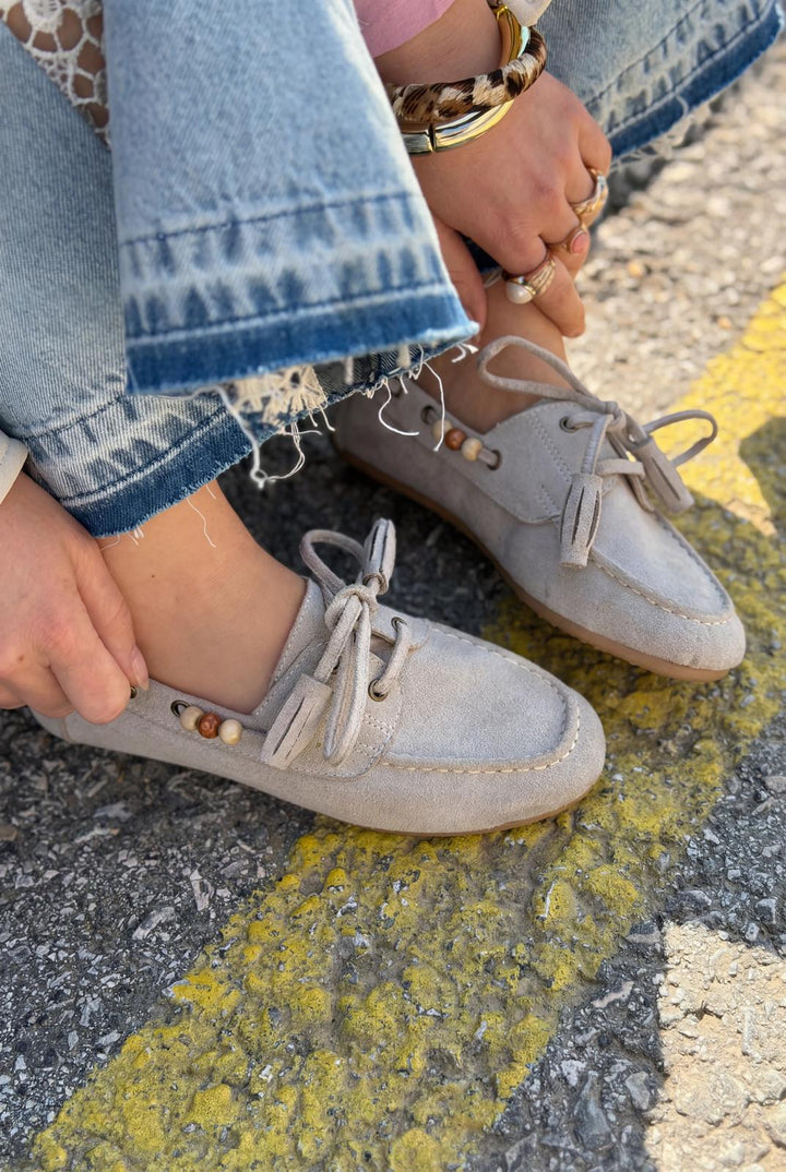 Brion Kadın Oxford Ayakkabı Bej Süet - ILOVESHOES