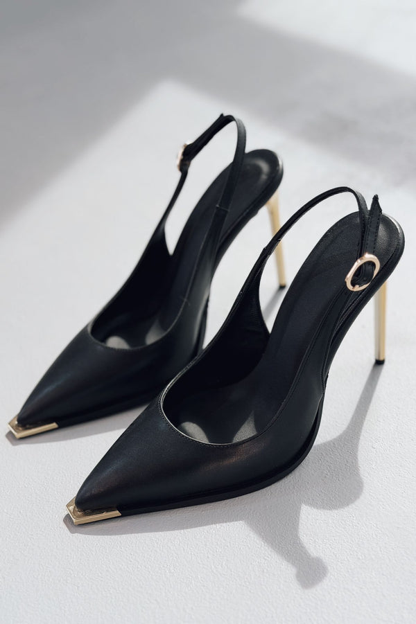 Noris Stiletto Siyah Mat Deri - ILOVESHOES