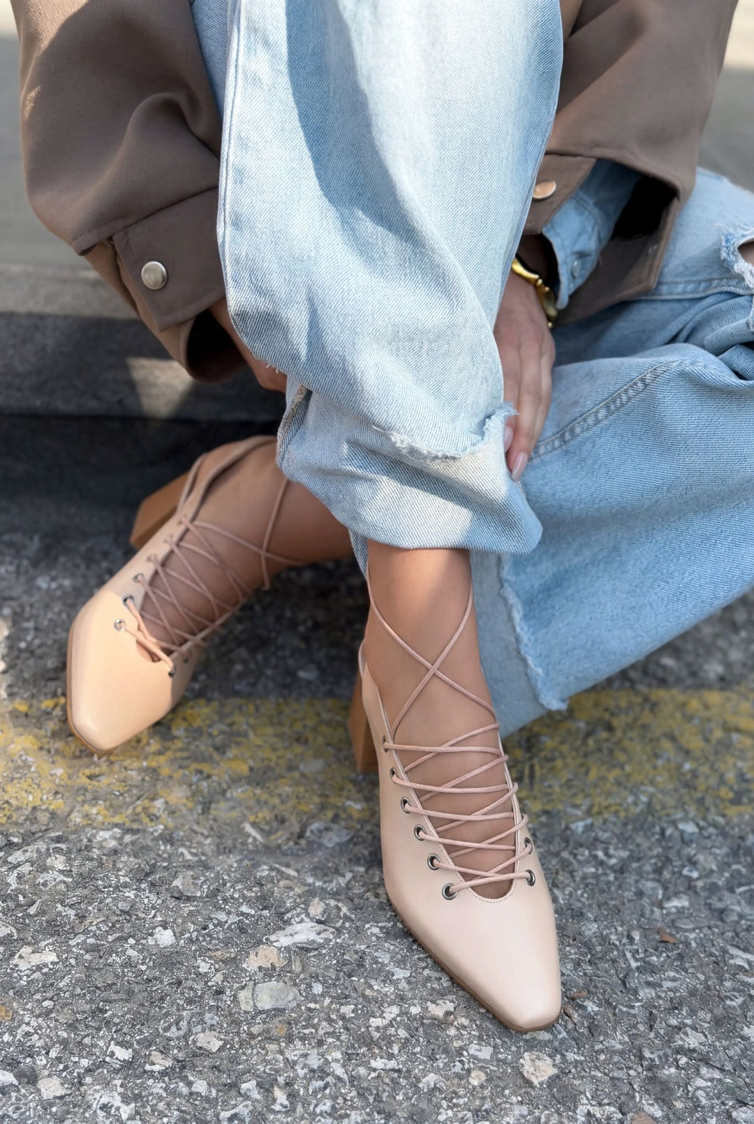 Yorella Topuklu Ayakkabı Nude Mat Deri - ILOVESHOES