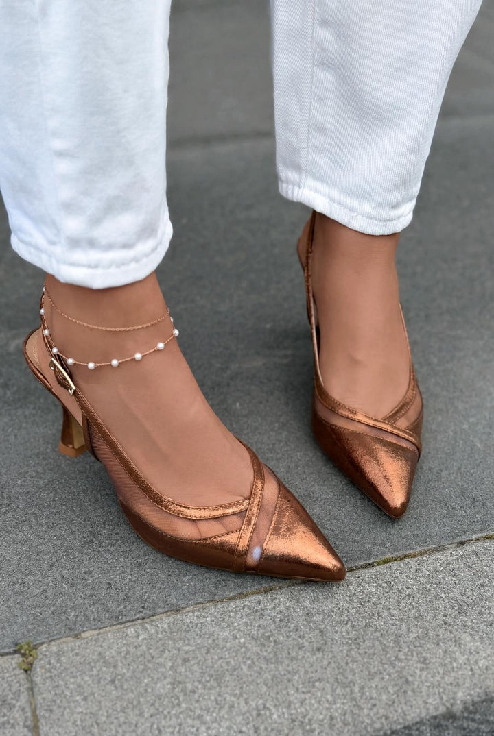 Almerion Stiletto Bronz Parlak Deri - ILOVESHOES