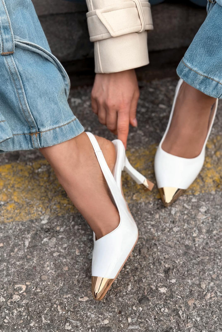 Sarnok Stiletto Beyaz Rugan - ILOVESHOES