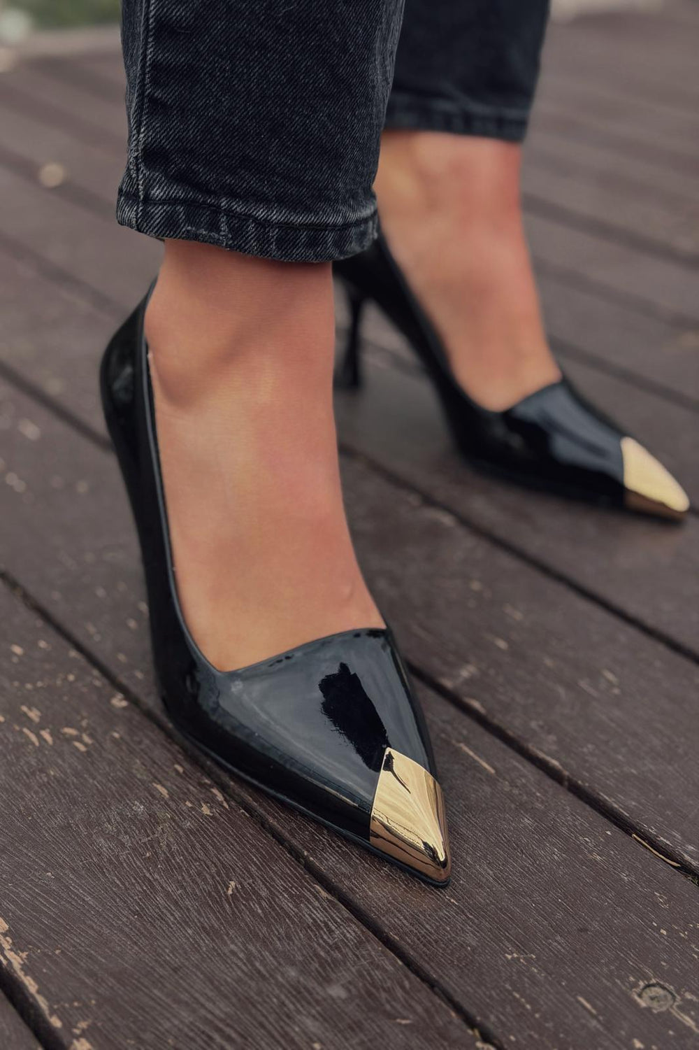 Noctra Stiletto Siyah Rugan - ILOVESHOES