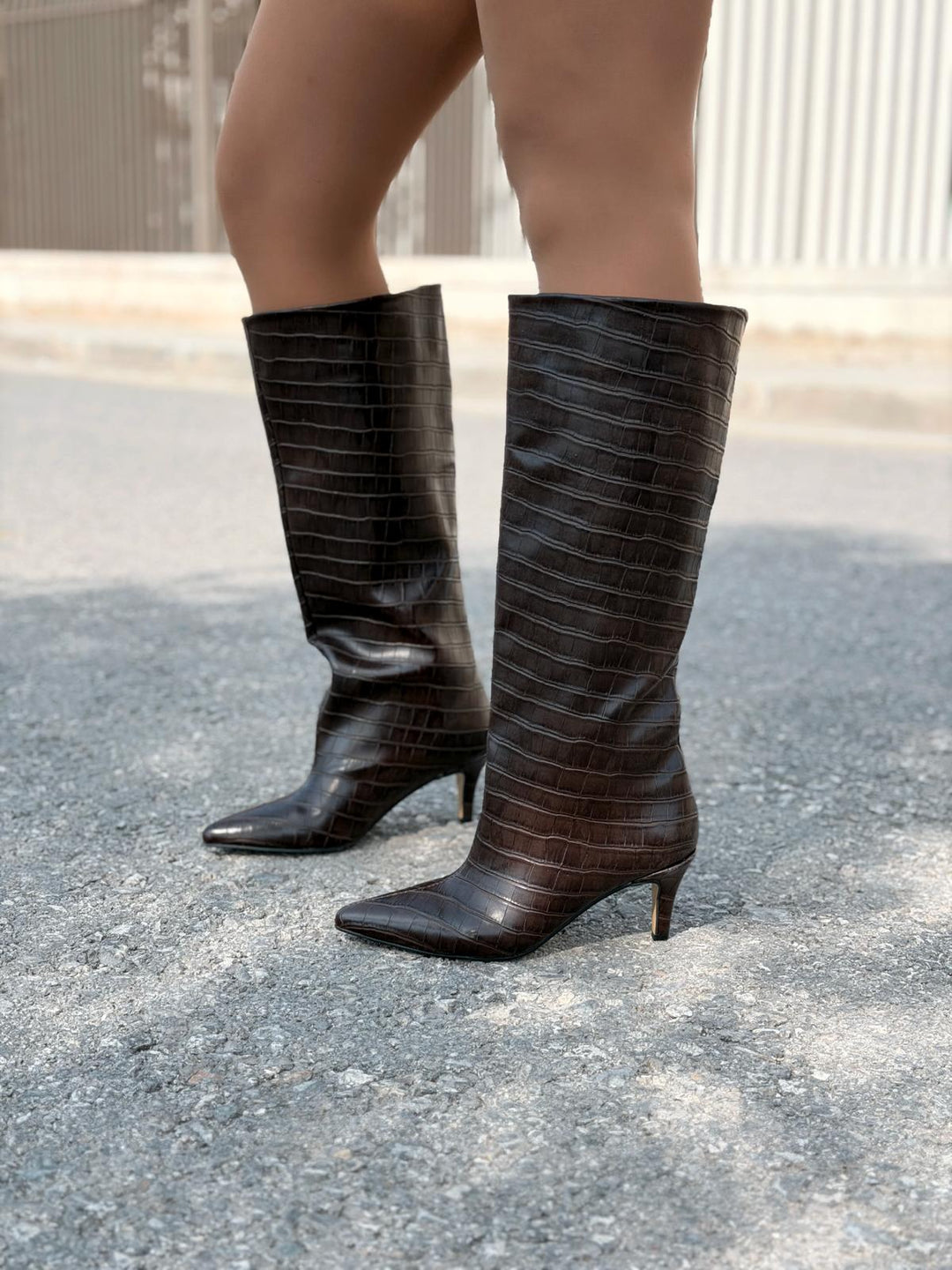 Gwen Desenli Kadın Çizme Acıkahve - ILOVESHOES