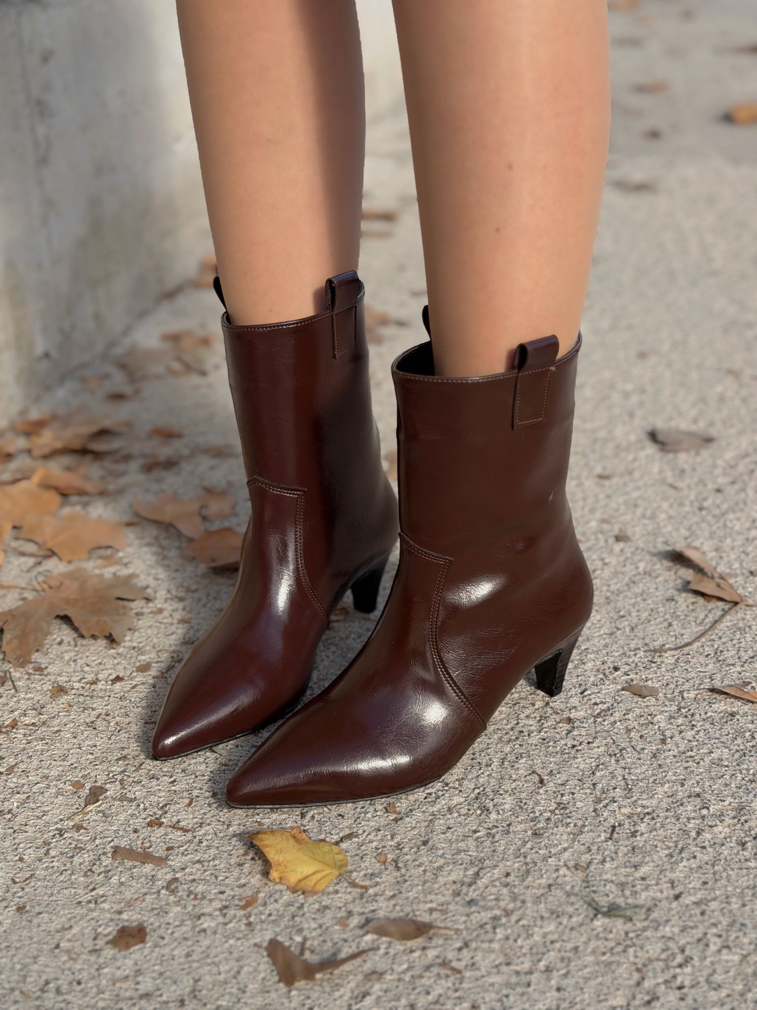 Lavino Kadın Topuklu Bot Acıkahve Kırışık Rugan - ILOVESHOES