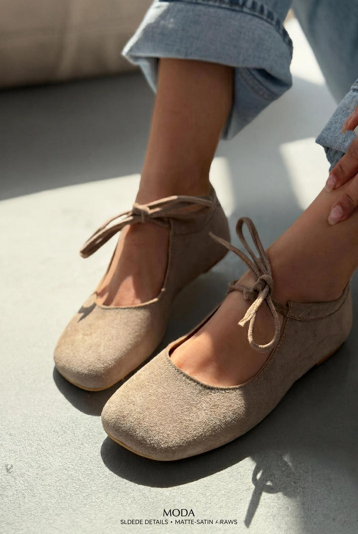 Belith Bej Süet Kadın Babet - ILOVESHOES