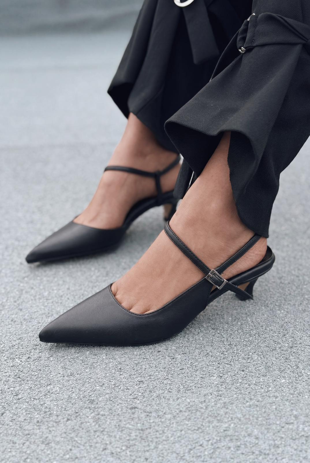 Torev Siyah Mat Deri Kadın Stiletto - ILOVESHOES