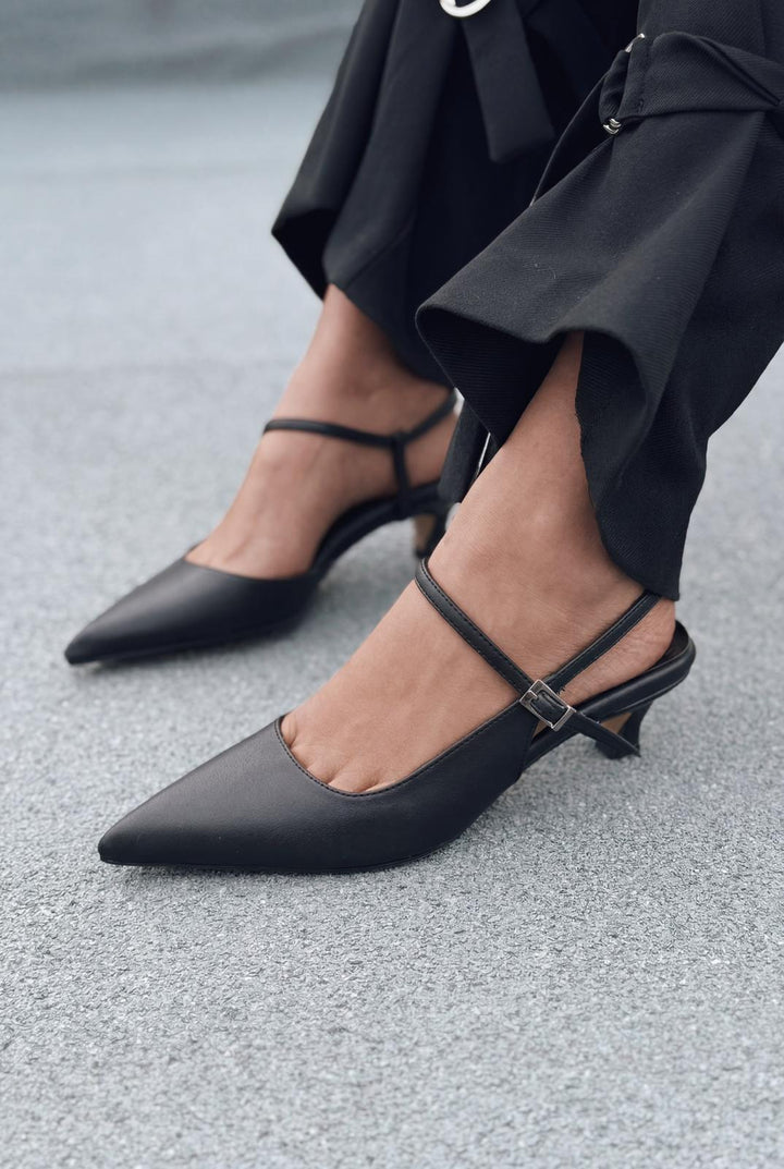Torev Siyah Mat Deri Kadın Stiletto - ILOVESHOES