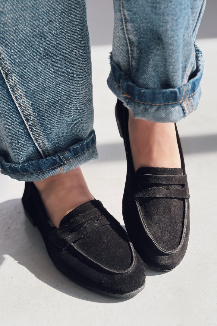 Lemor Hakiki Süet Kadın Loafer Siyah