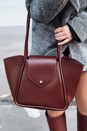 Jolin Omuz Çantası Bordo Mat Deri Makyaj Çantalı - ILOVESHOES