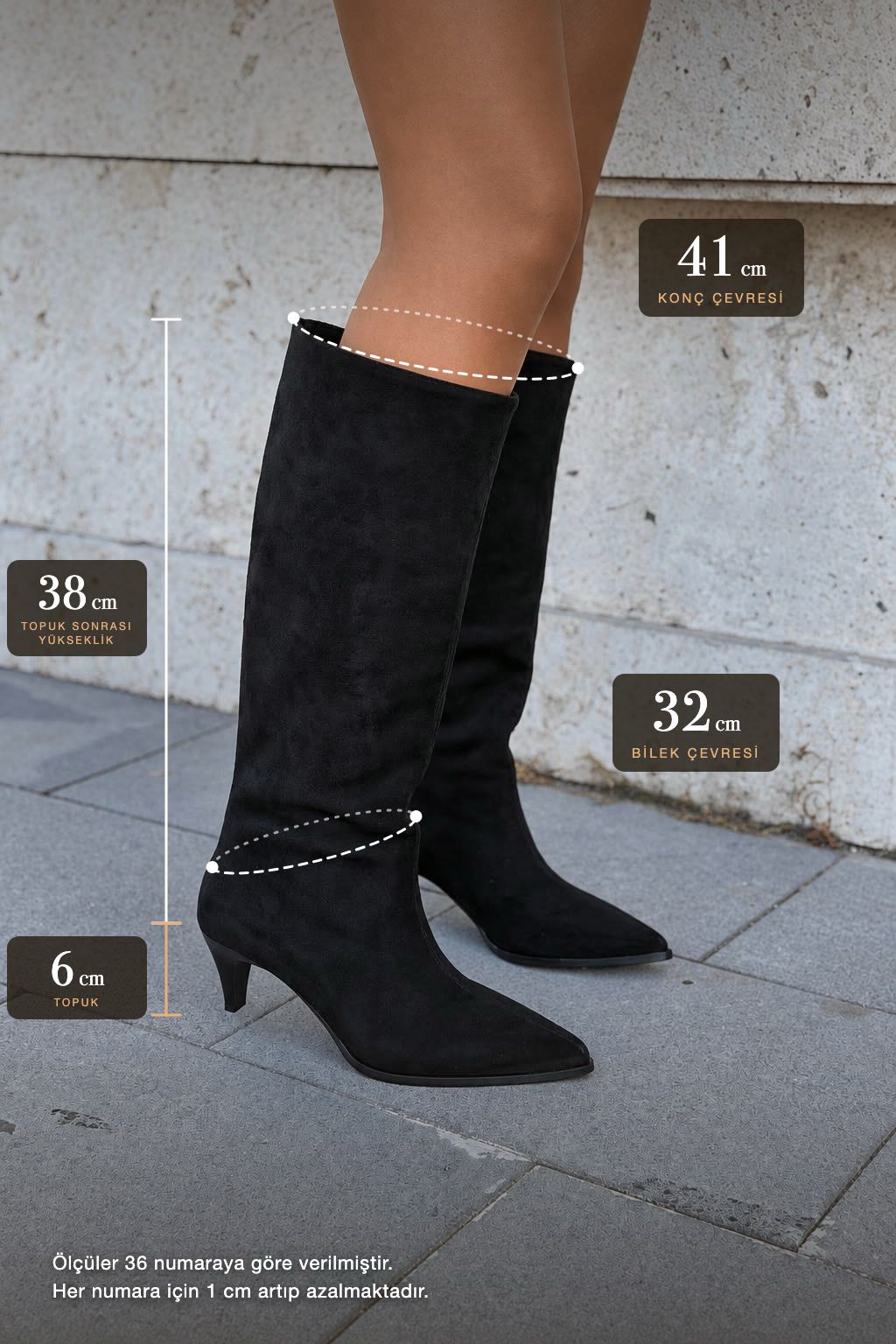 Sovra Siyah Süet Kadın Çizme - ILOVESHOES