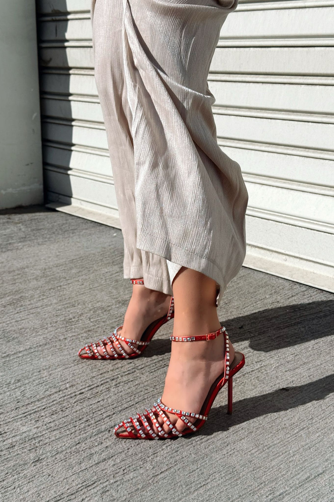 Penoria Mat Kırmızı Bant Detaylı Stiletto - ILOVESHOES