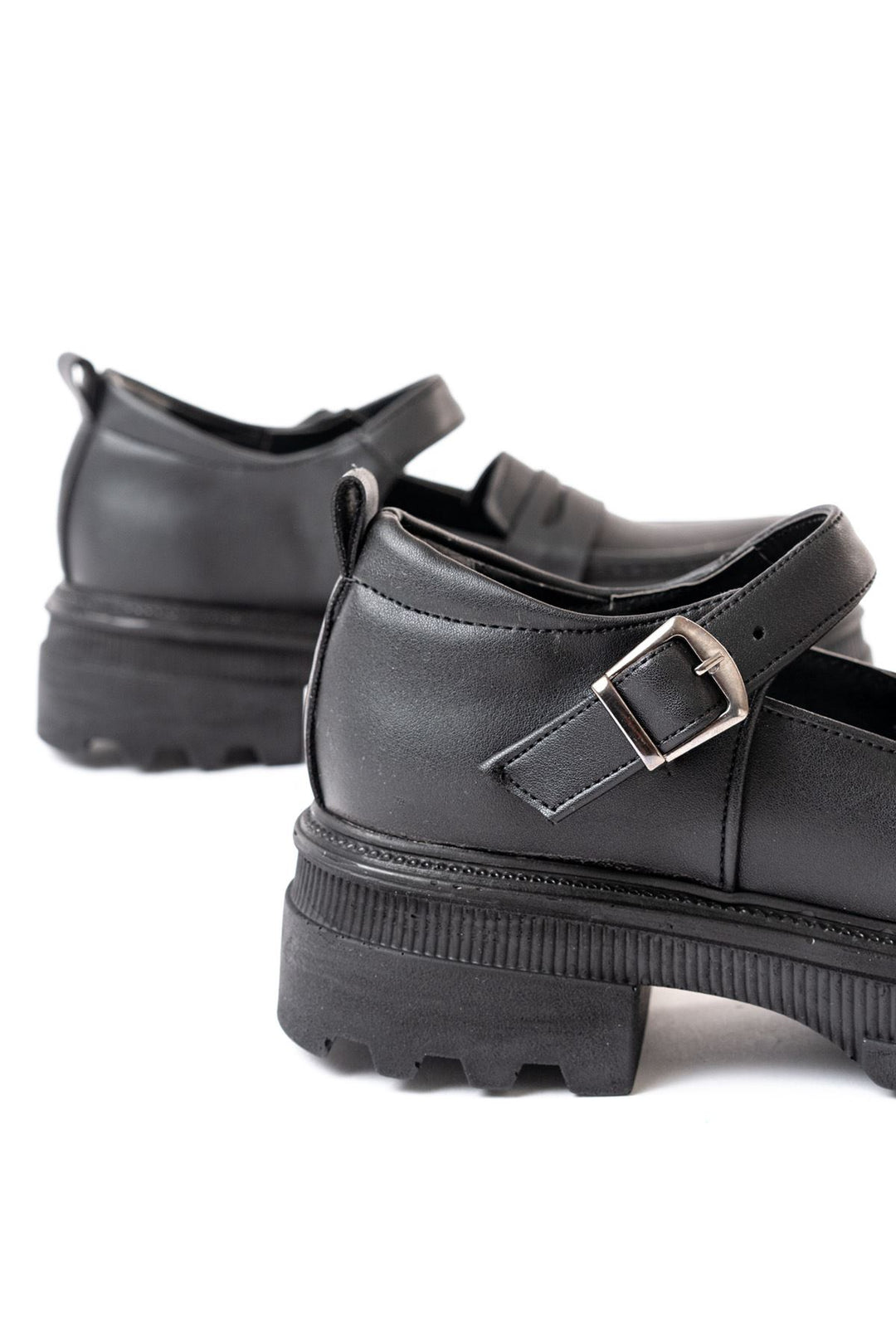 Clavix Mat Deri Siyah Yüksek Tabanlı Loafer Ayakkabı - ILOVESHOES