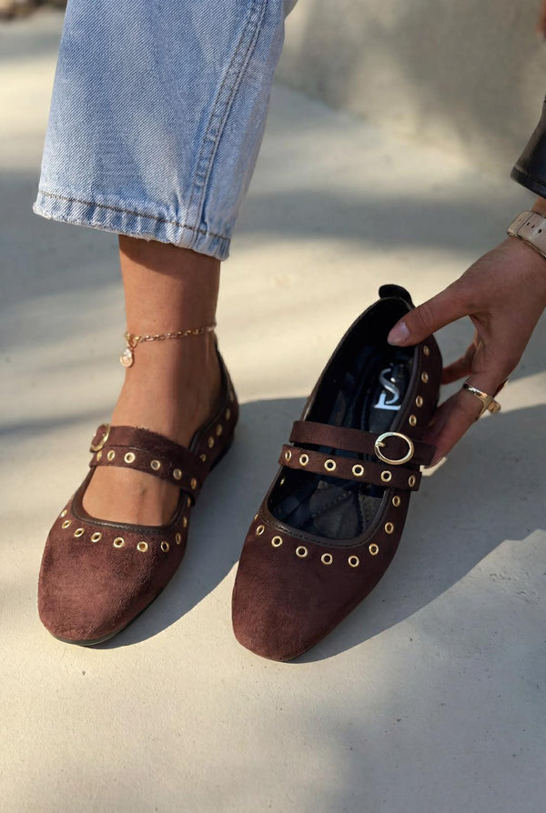 Elia Kadın Babet Acıkahve Süet - ILOVESHOES