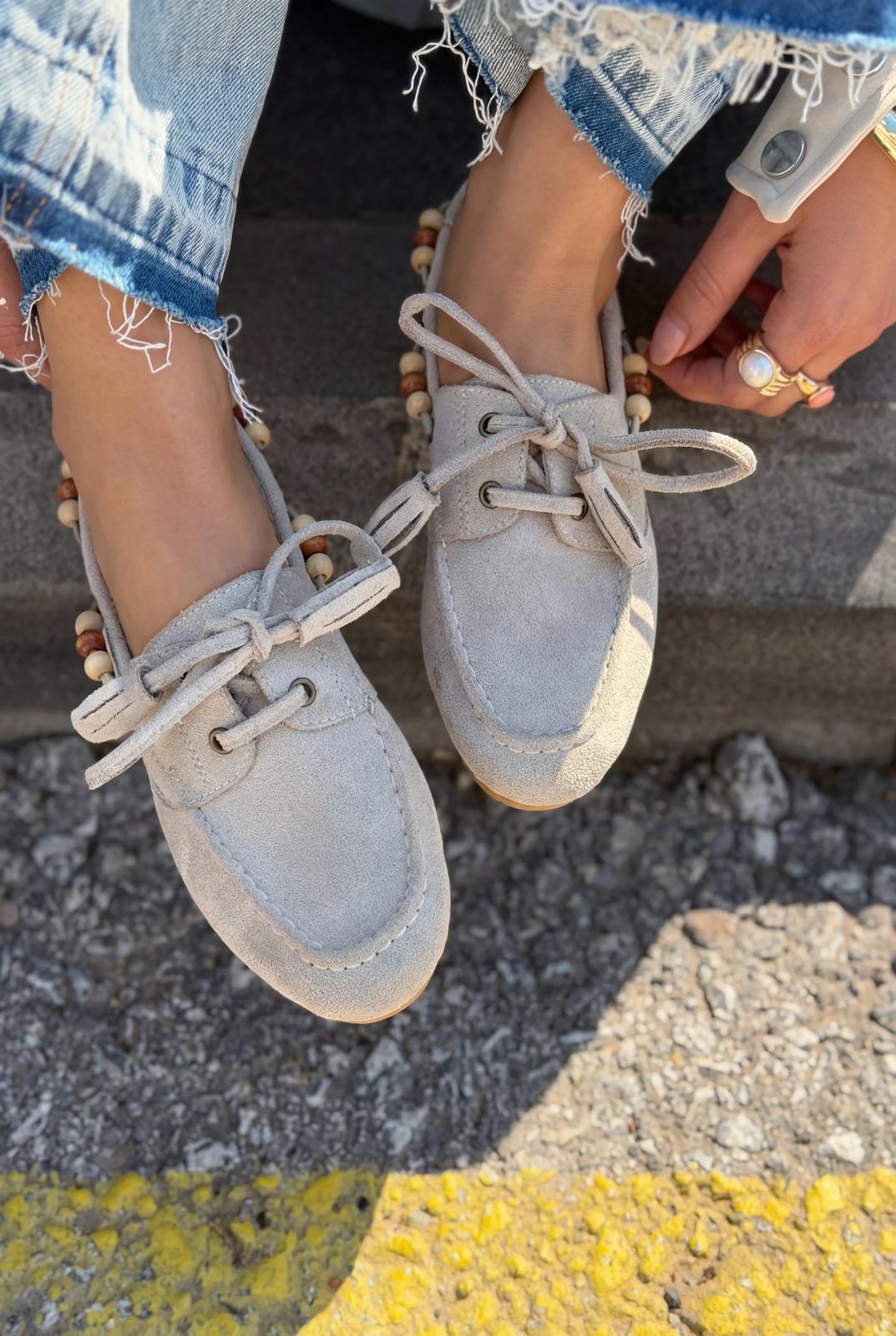 Brion Kadın Oxford Ayakkabı Bej Süet - ILOVESHOES