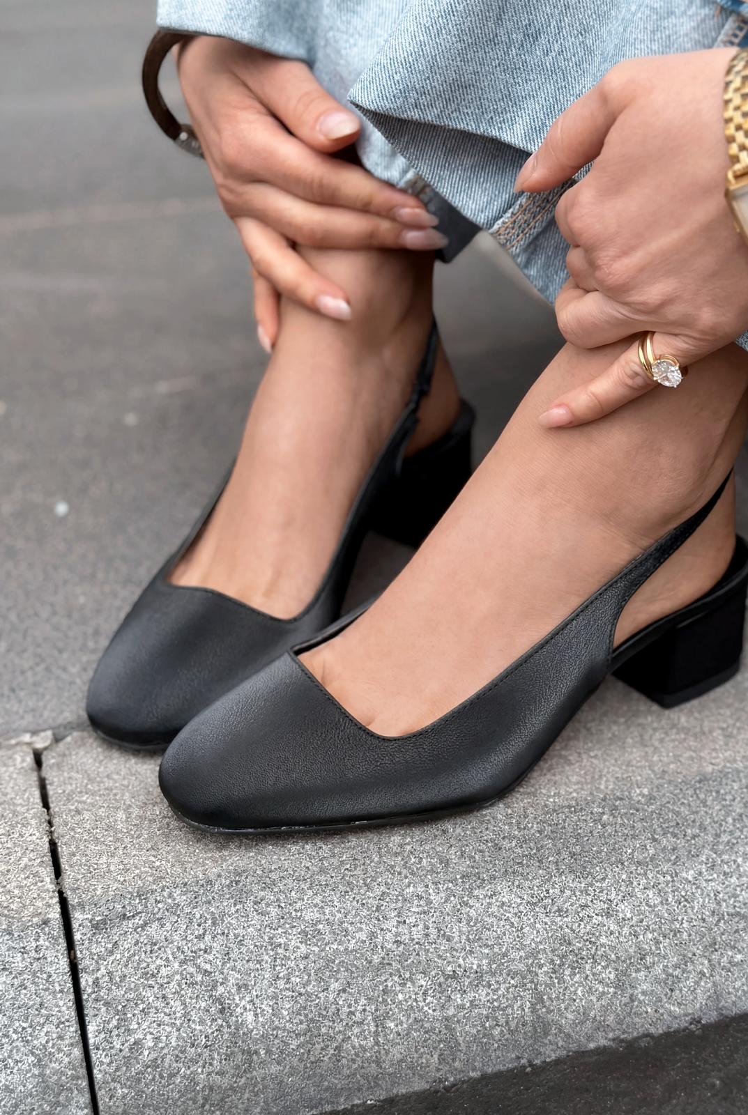 Solen Mary jane Topuklu Ayakkabı Siyah Saten - ILOVESHOES