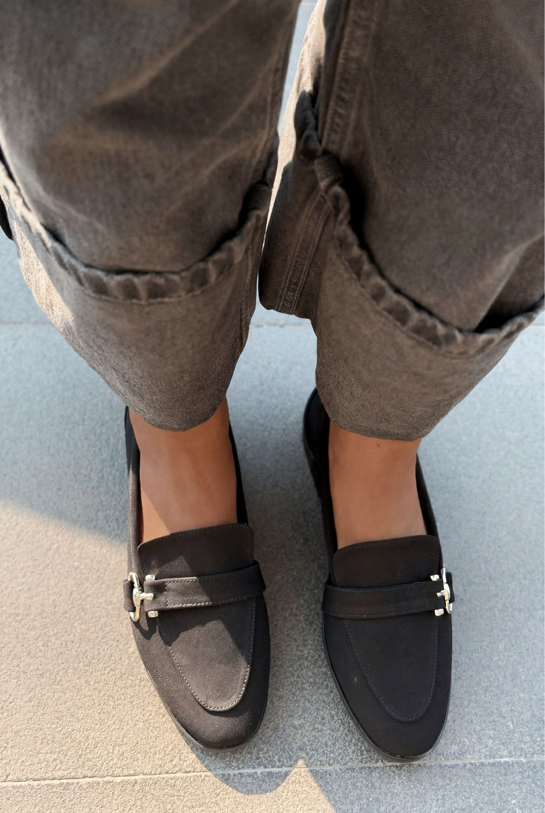 Torlax Kadın Loafer Siyah Saten - ILOVESHOES
