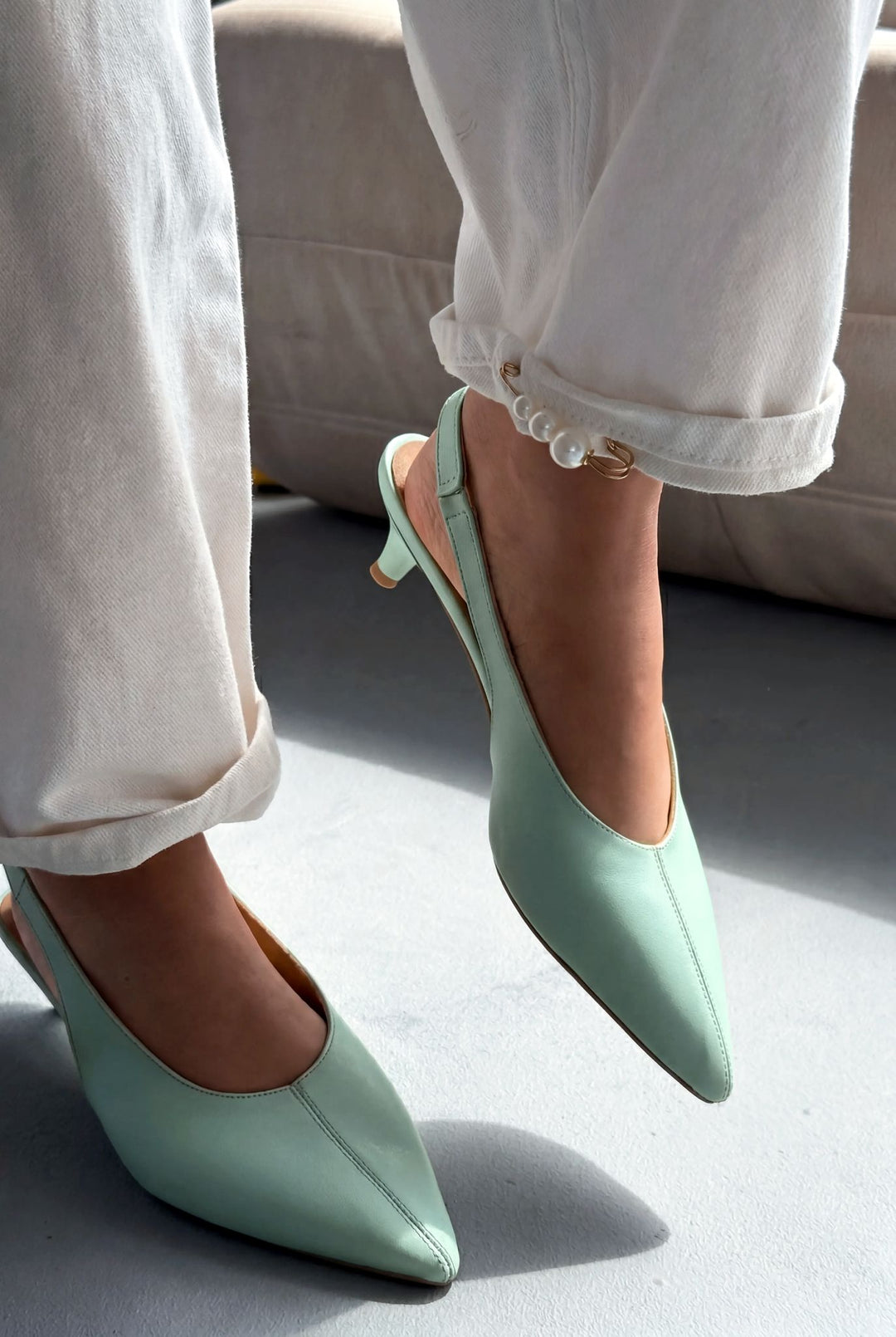 Selor Yeşil Mat Deri Kadın Stiletto - ILOVESHOES