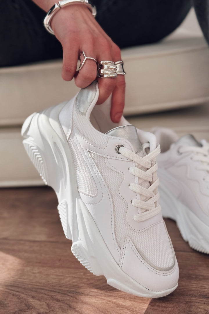 Valenna Gümüş Bağcıklı Fileli Kadın Spor Ayakkabı