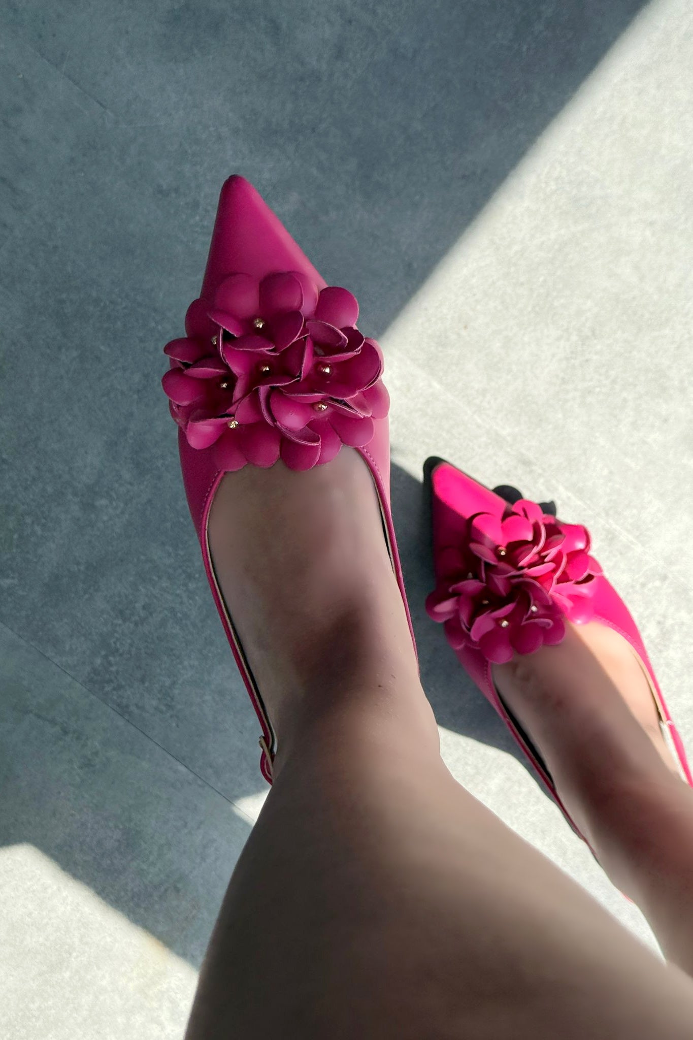 Lavexso Mat Deri Çiçek Detaylı Kadın Babet Fuşya - ILOVESHOES