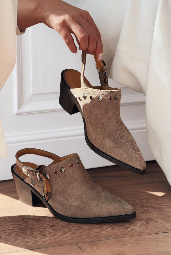 Velvorn Vizon Hakiki Süet Kadın Kovboy Topuklu Ayakkabı - ILOVESHOES
