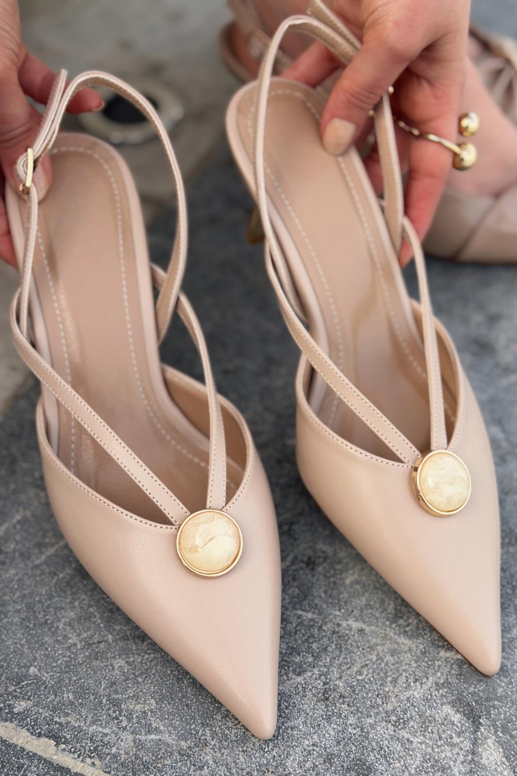 Lorisse Stiletto Nude Mat Deri - ILOVESHOES