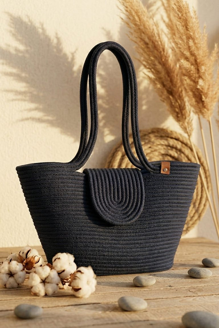 Floria Lacivert Halat Kadın Plaj Çantası - ILOVESHOES