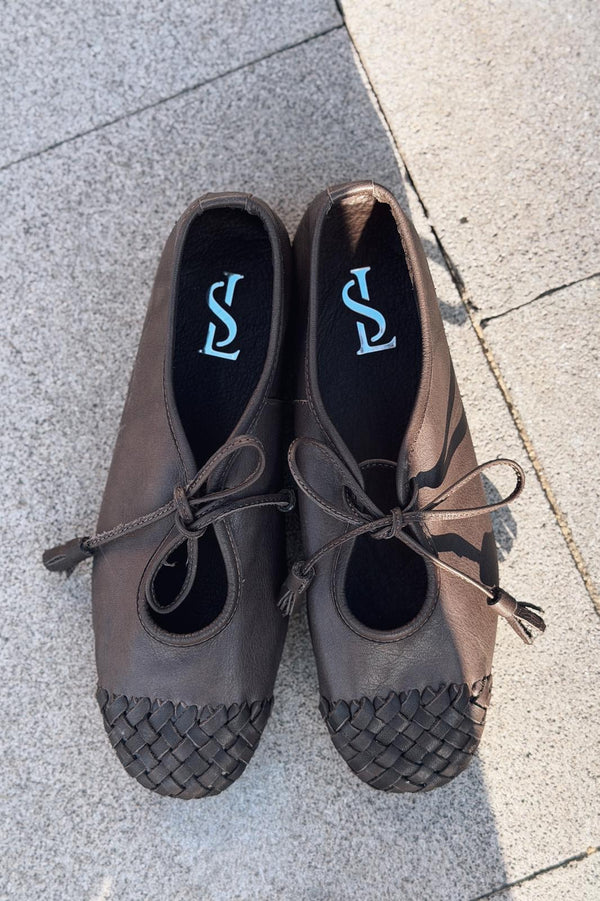 Talorin Hakiki Deri Kadın Bağcıklı Babet Acıkahve - ILOVESHOES