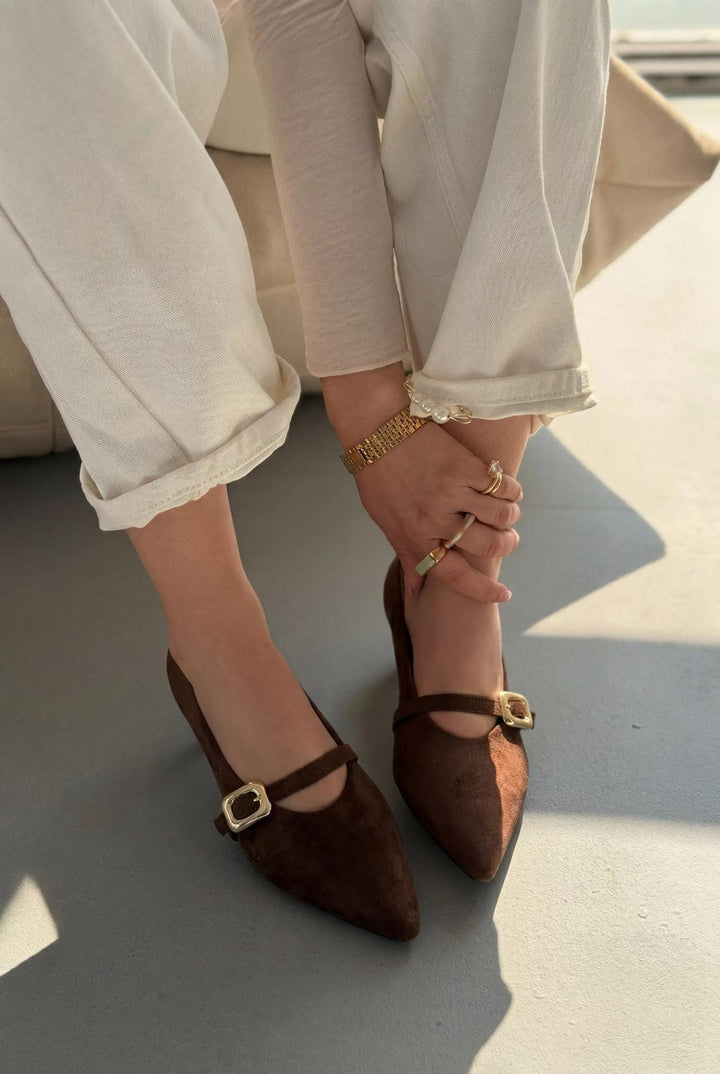 Karden Acıkahve Süet Kadın Stiletto - ILOVESHOES