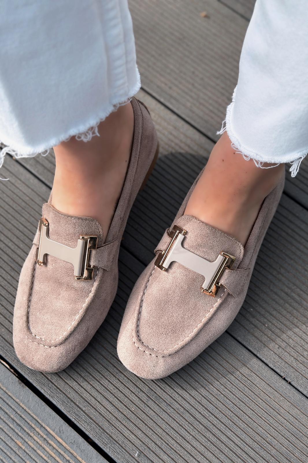 Elara Kadın Loafer Vizon Süet - ILOVESHOES
