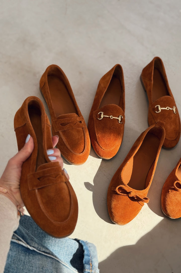 Lemor Hakiki Süet Kadın Loafer Taba