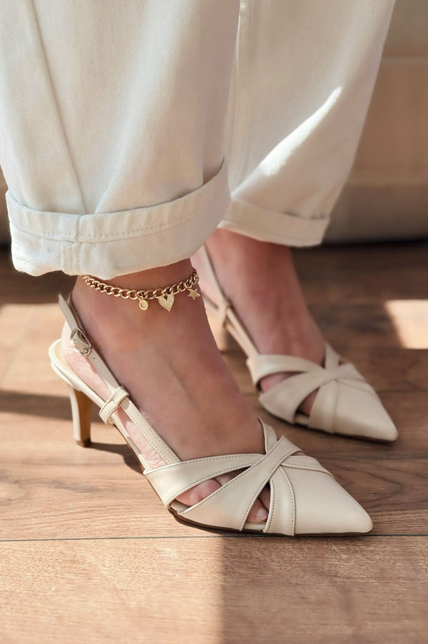 Peraps Mat Deri Yüksek Topuklu Stiletto Bej - ILOVESHOES