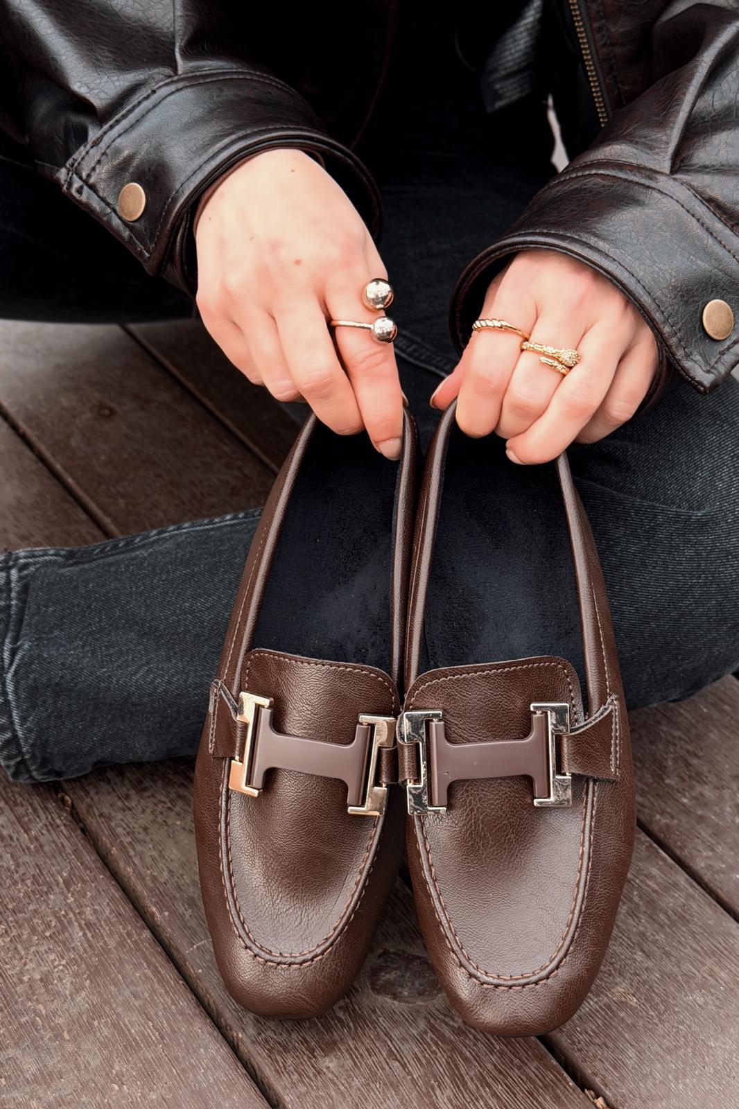 Elara Kadın Loafer Acıkahve Mat Deri - ILOVESHOES