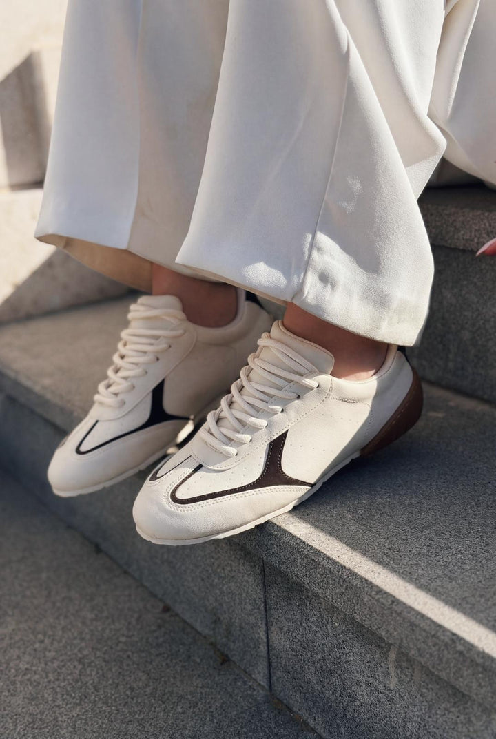 Rosven Acıkahve Mat Deri Kadın Spor Ayakkabı - ILOVESHOES