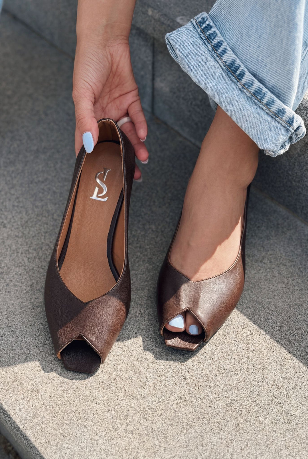 Norvion Hakiki Deri Acıkahve Mat Deri Kadın Topuklu Ayakkabı - ILOVESHOES