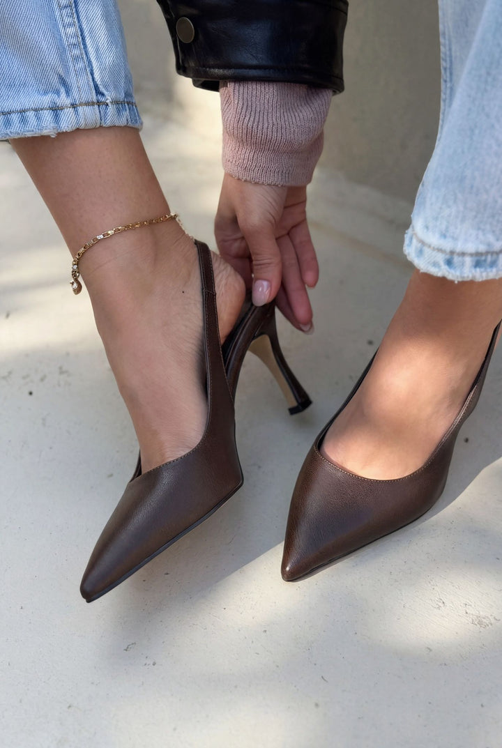 Alvessa Stiletto Acıkahve Mat Deri - ILOVESHOES