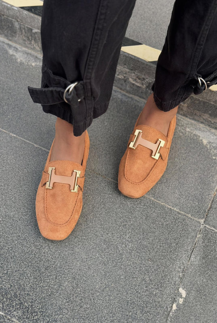 Elara Kadın Loafer Taba Süet - ILOVESHOES