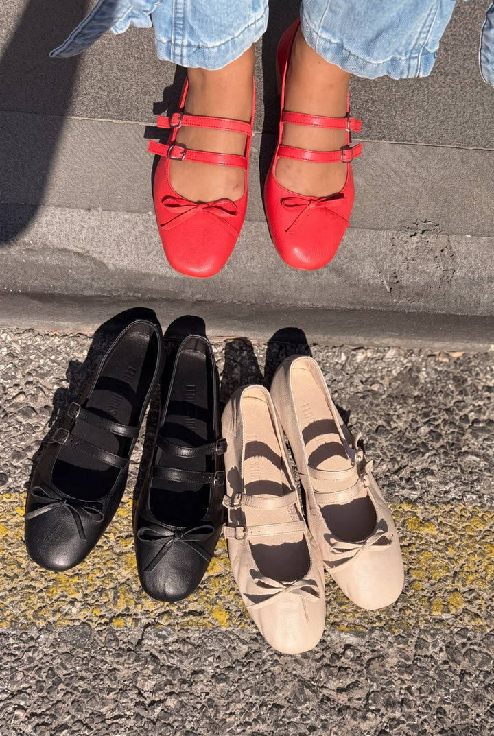 Lovia Kırmızı Mat Hakiki Deri Kadın Babet - ILOVESHOES