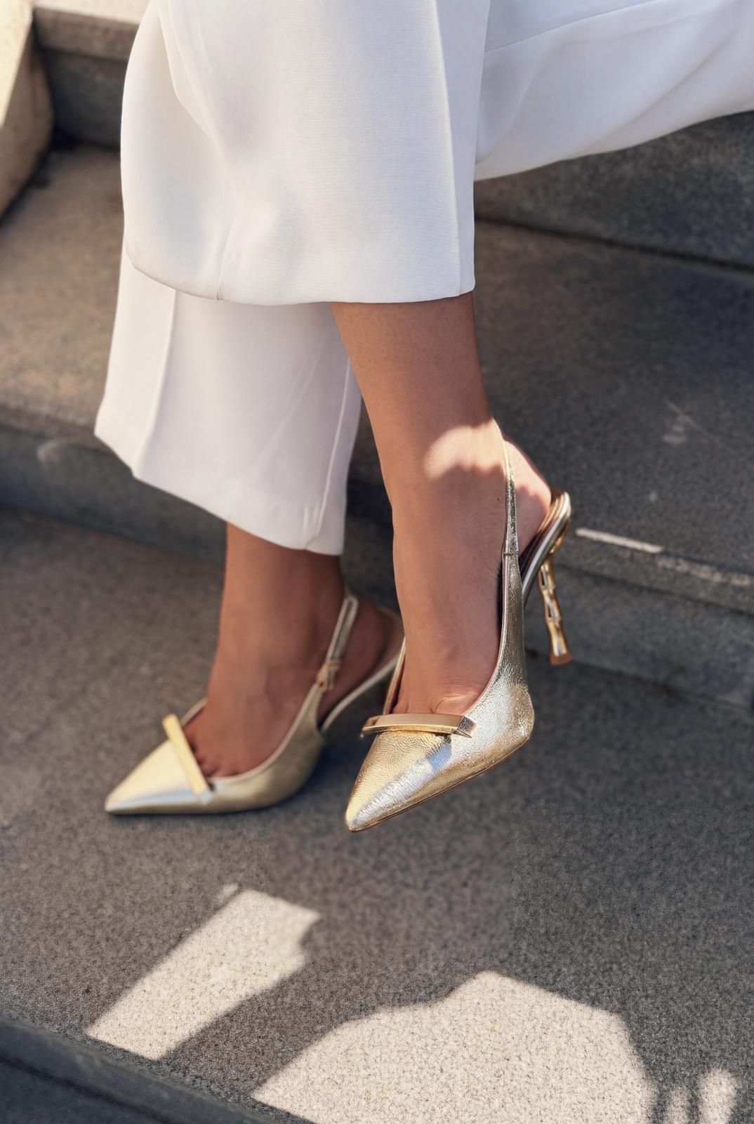 Norloven Gold Parlak Deri Kadın Stiletto - ILOVESHOES