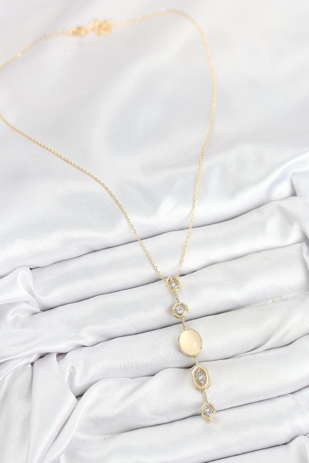 ILS - 1002 Kadın Zincir Y Kolye Gold Prinç Zirkon Taşlı - ILOVESHOES