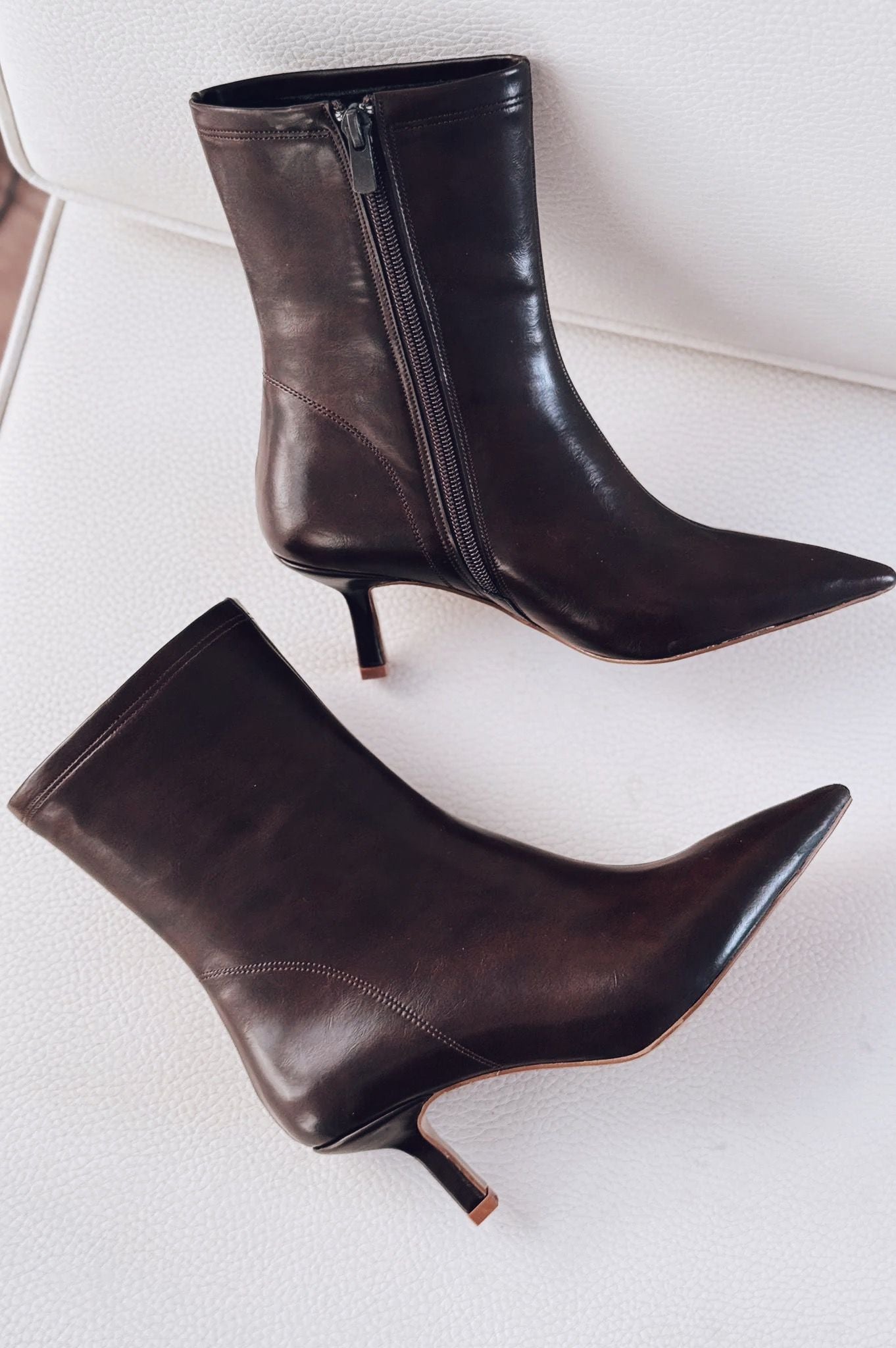 Orvex Kadın Mat Deri İnce Topuklu Bot Kahverengi - ILOVESHOES