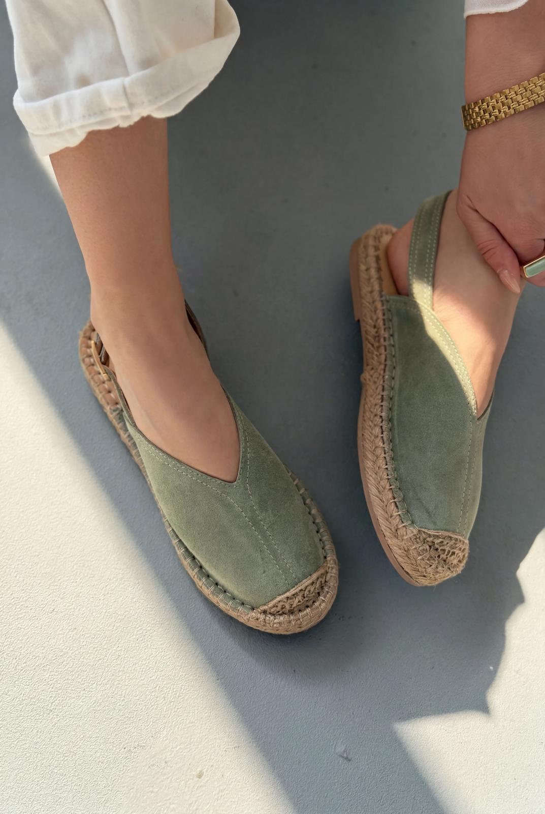 Orveth Yeşil Hakiki Süet Kadın Espadril - ILOVESHOES