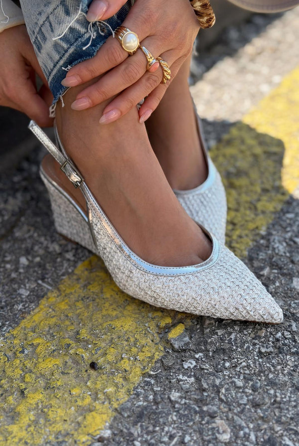 Solthera Gümüş Kadın Dolgu Topuklu Stiletto - ILOVESHOES