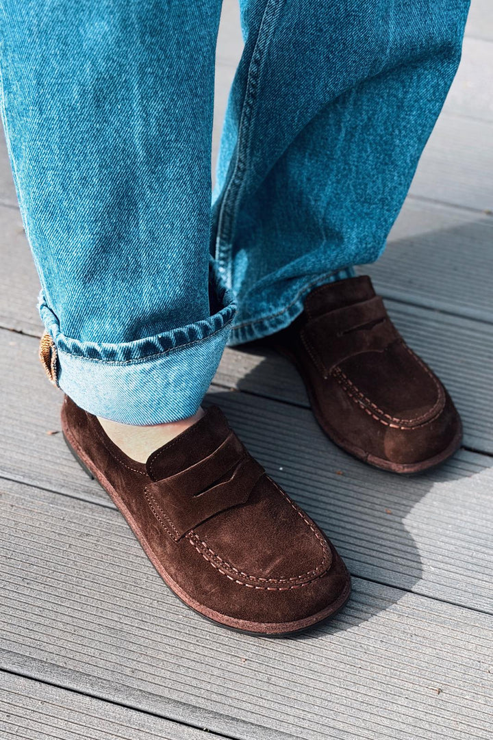 Marion Kadın Loafer Acıkahve Hakiki Süet - ILOVESHOES