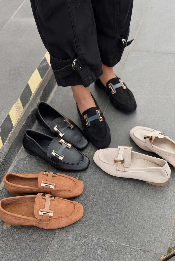 Elara Kadın Loafer Siyah Süet - ILOVESHOES