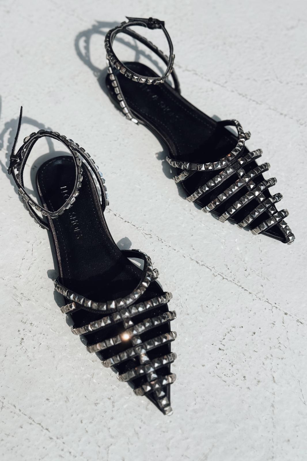 Xomira Siyah Bant Detaylı Kadın Babet - ILOVESHOES