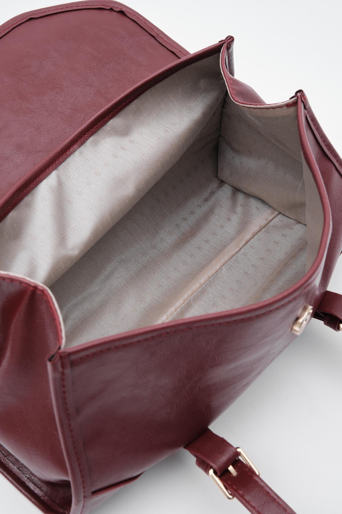 Laretta Vintage Baget Çanta Bordo Mat Deri