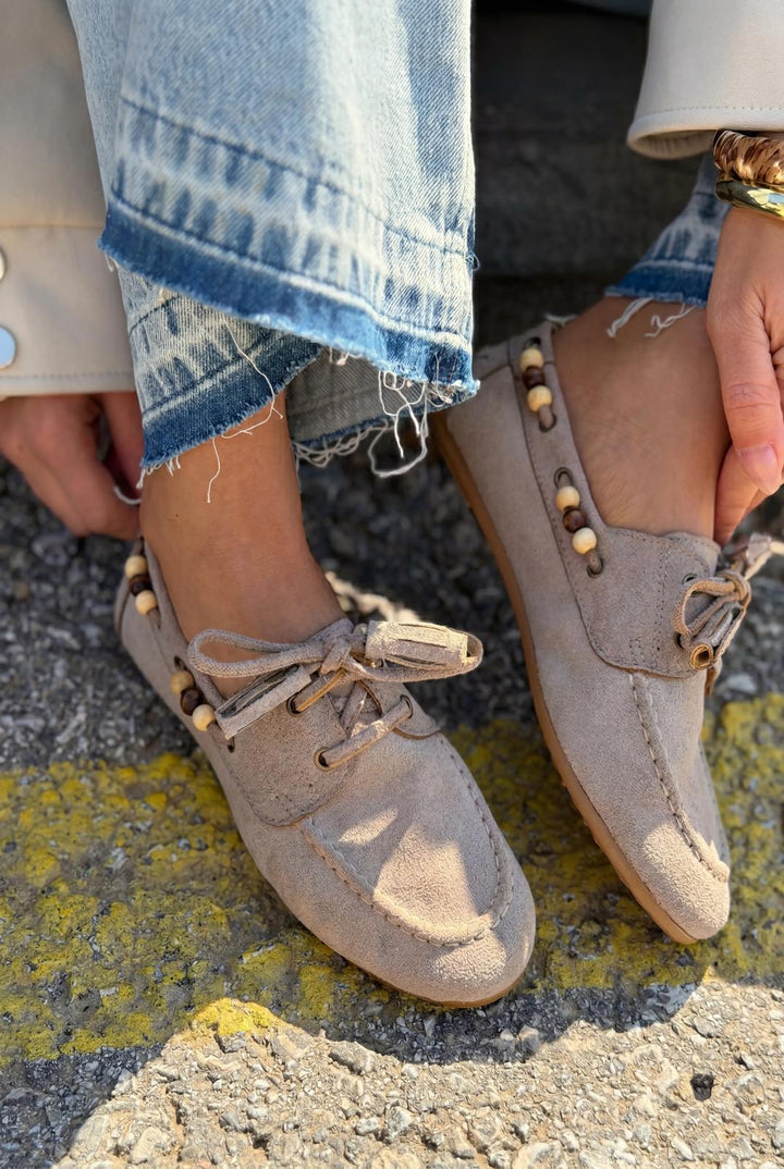 Brion Kadın Oxford Ayakkabı Vizon Süet - ILOVESHOES