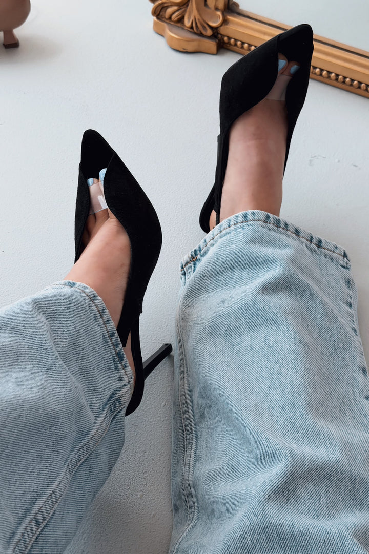 Marvello Siyah Mat Deri Kadın Topuklu Sandalet - ILOVESHOES
