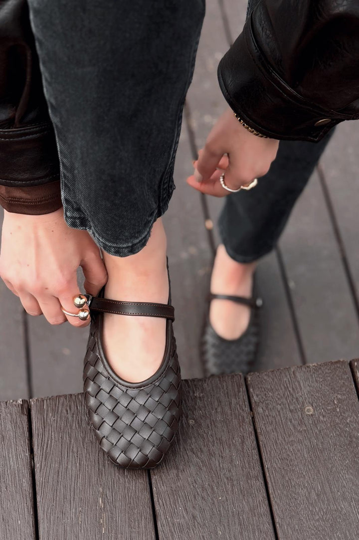 Roselle Kadın Babet Acıkahve Mat Deri - ILOVESHOES