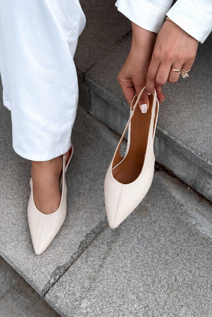 Selor Hakiki Deri Bej Mat Deri Kadın Stiletto - ILOVESHOES